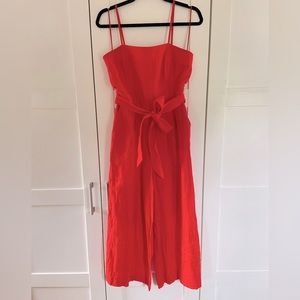 J Crew Linen Belted Red Jumpsuit size 8